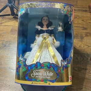Disney Snow White Holiday Collection Barbie in Elegant Blue and White Gown